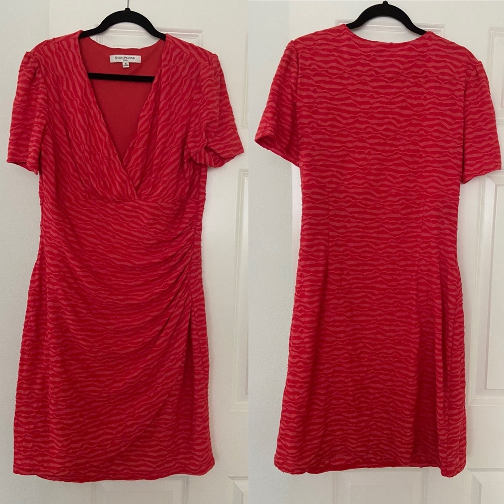 Evan Picone V-neck ruched waist dress